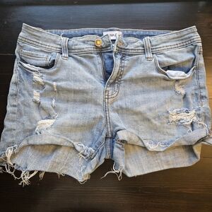 Studio Blue Womens Distressed Light Wash Blue Denim Jean Shorts